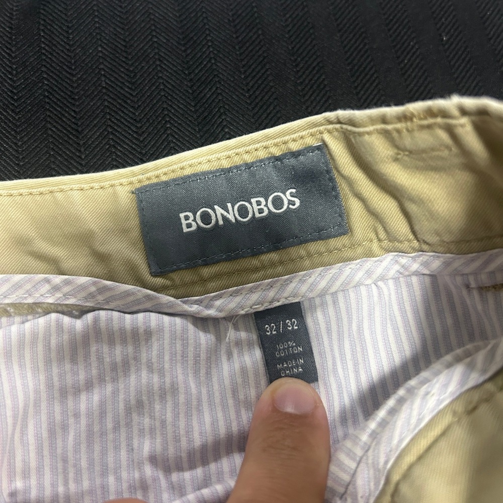Bonobos Mens Washed Chino Pants Khaki Tan Straight Leg 100% Cotton 32x32 - Picture 2 of 7